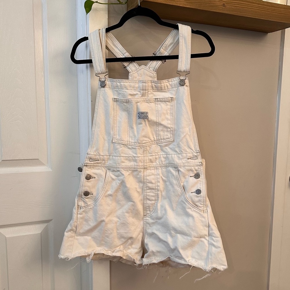 Levi’s White Overall Cut Off Shorts - Size M